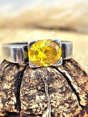 Folli Follie Yellow 0.52 Carats Yellow Gemstone Sterling 925 Ring (6.75)